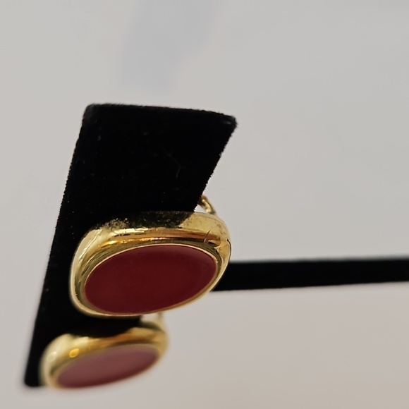 NAPIER Vintage Gold Tone & Burnt Orange Clip-on Earrings - Picture 2 of 5